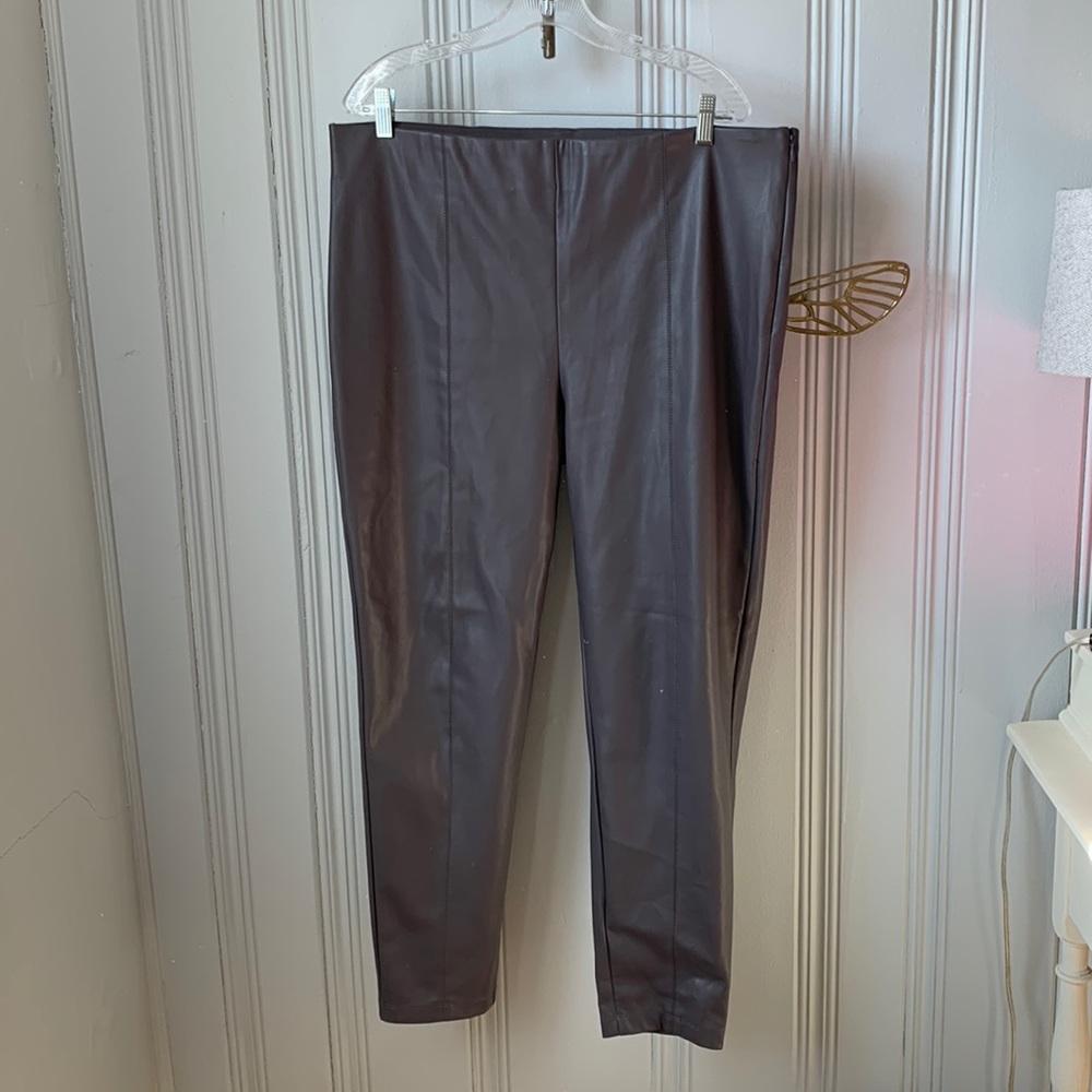 Loft, faux leather pant, xl, grey